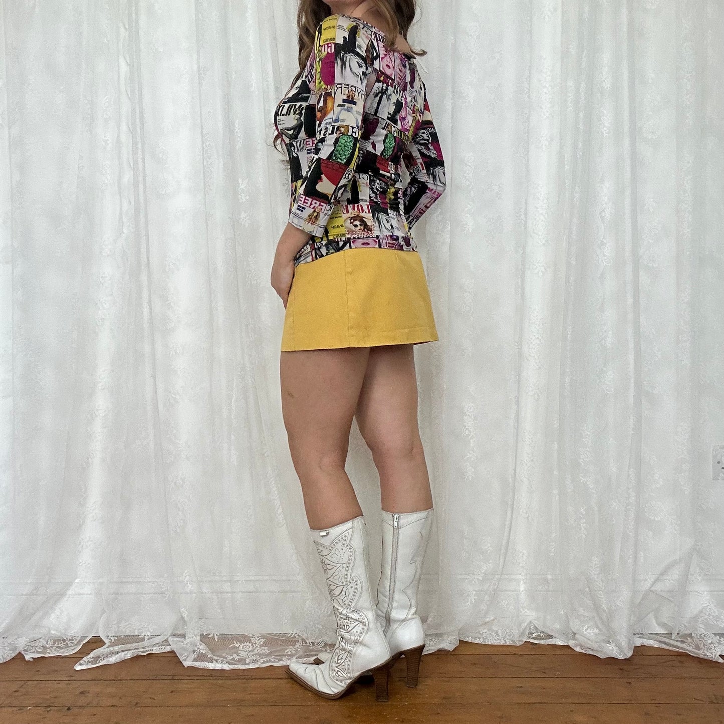 vintage 00s miss sixty magazine graphic top