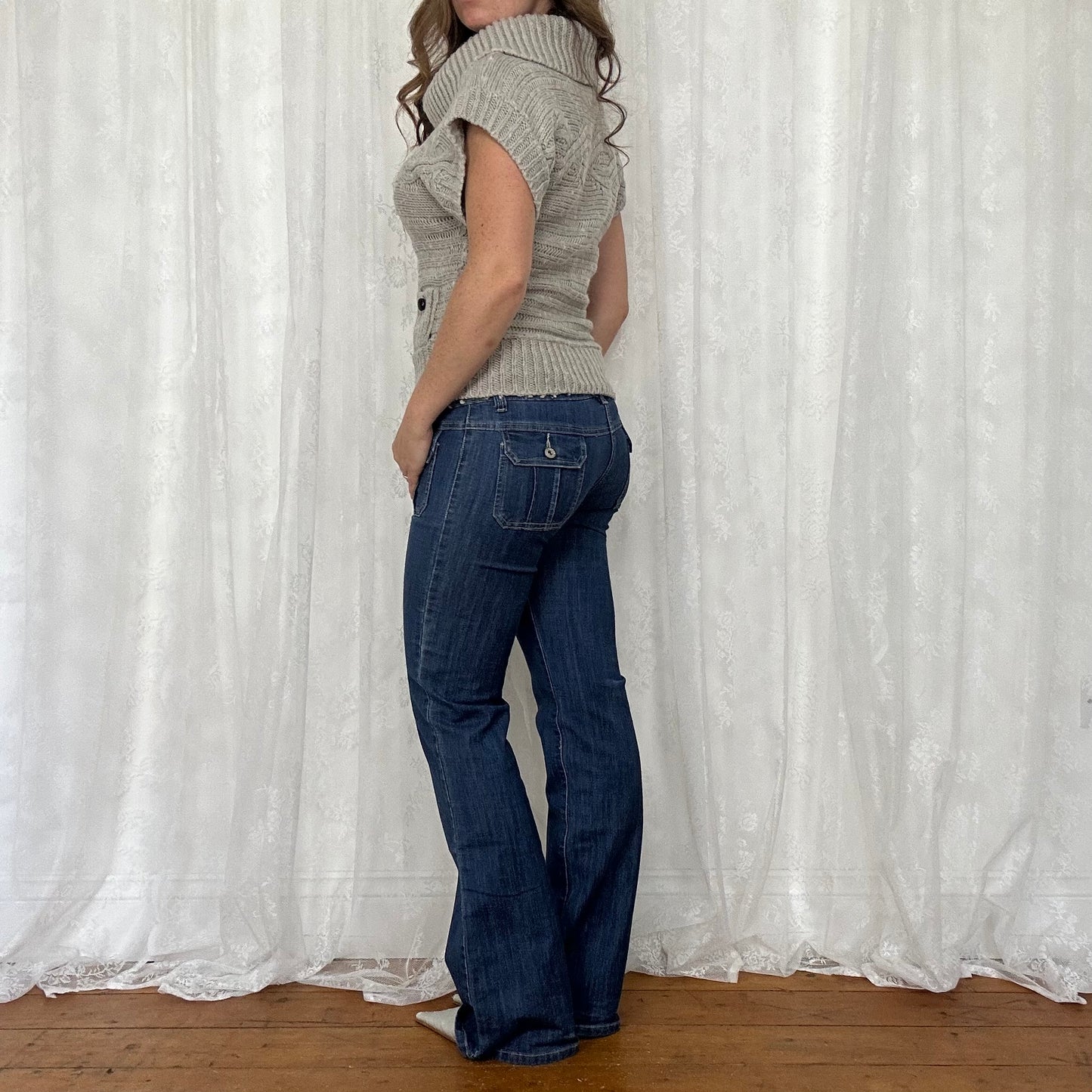 vintage 00s grey chunky knit short sleeve jumper