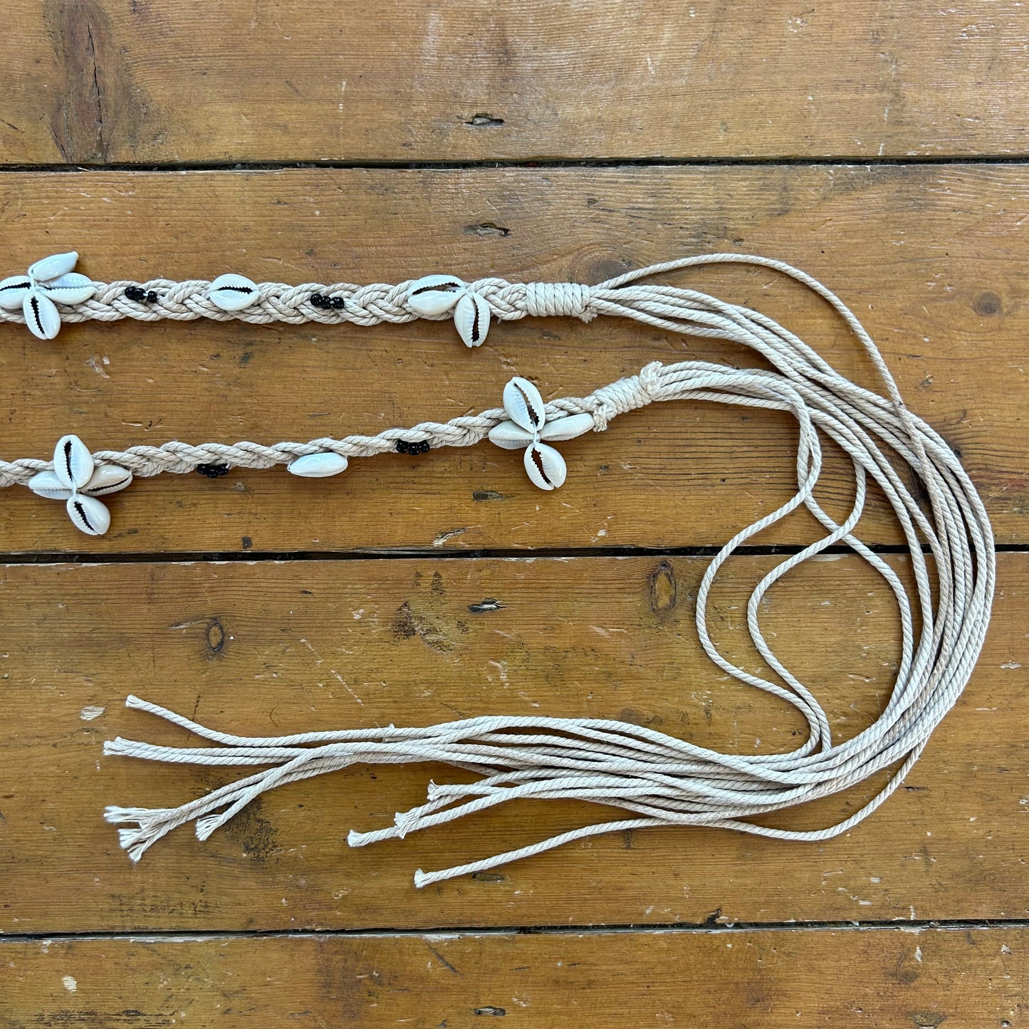 vintage 00s braided shell tassle belt