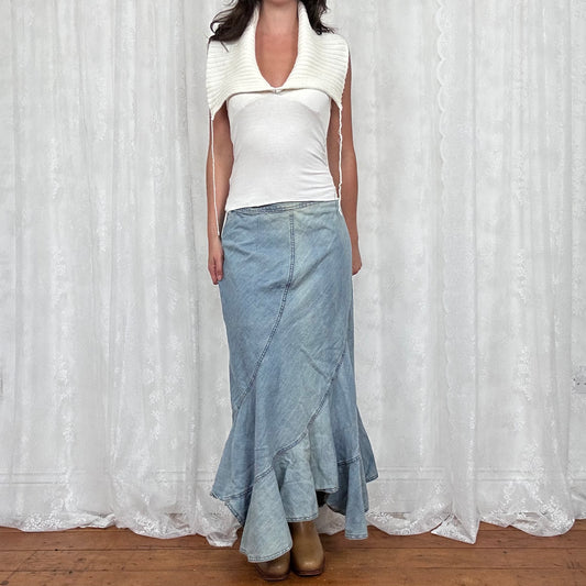 vintage 00s cream halter top with oversized collar