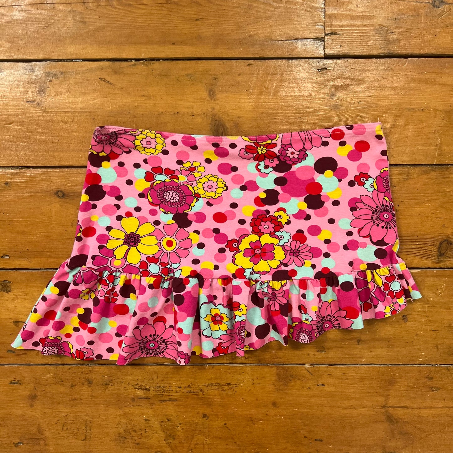 vintage 00s floral asymmetrical micro mini skirt