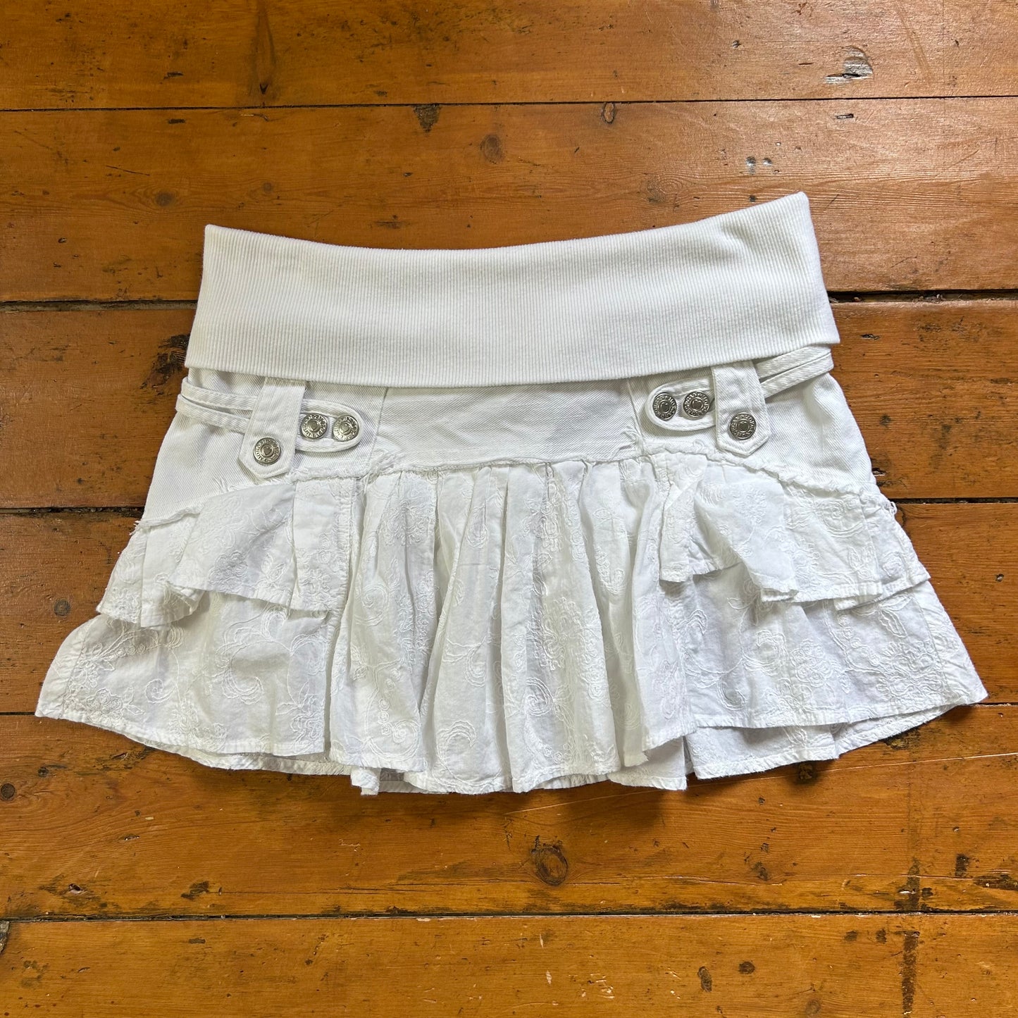 vintage 00s Morgan de toi white broderie mini skirt