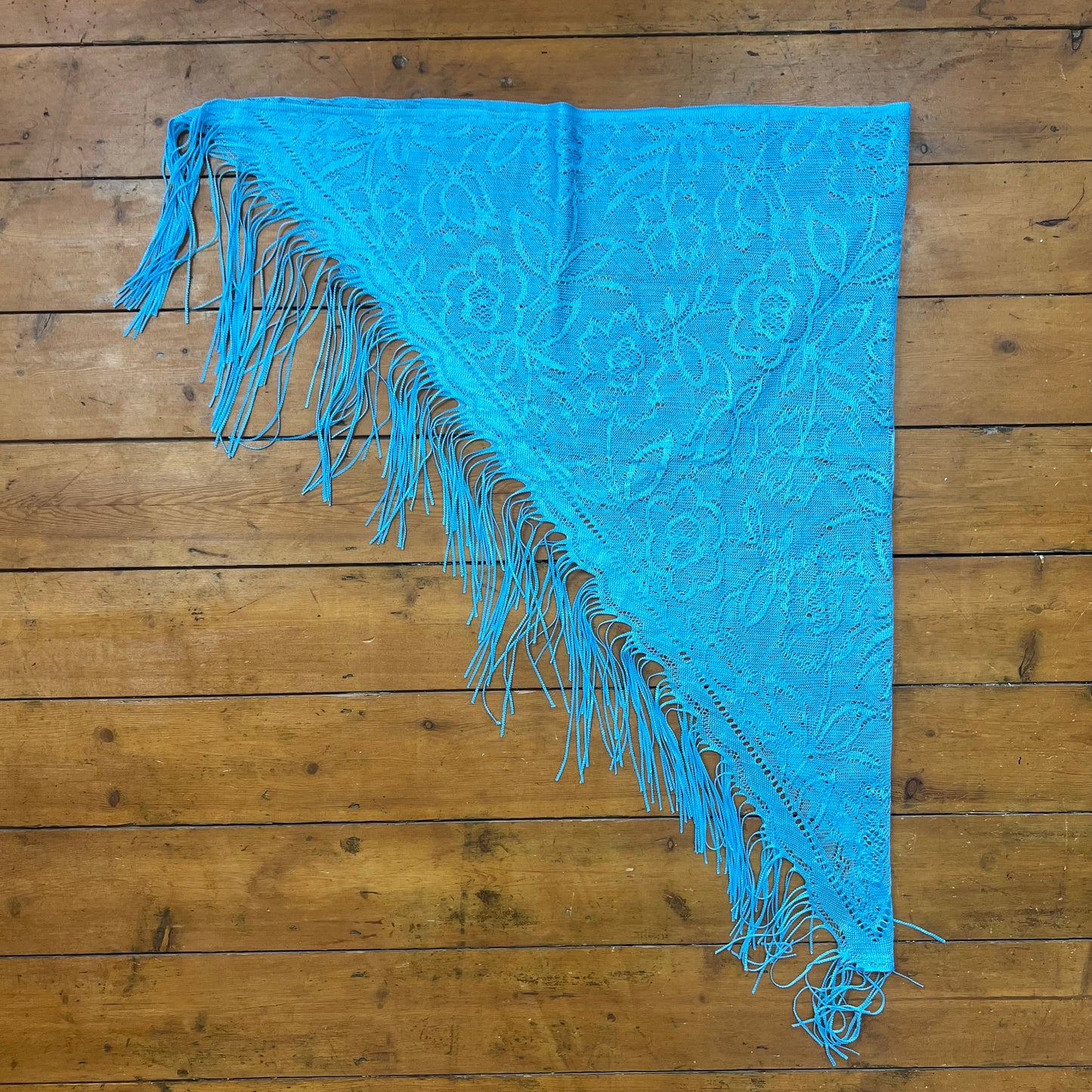 vintage 00s blue crochet tassel wrap skirt / shawl