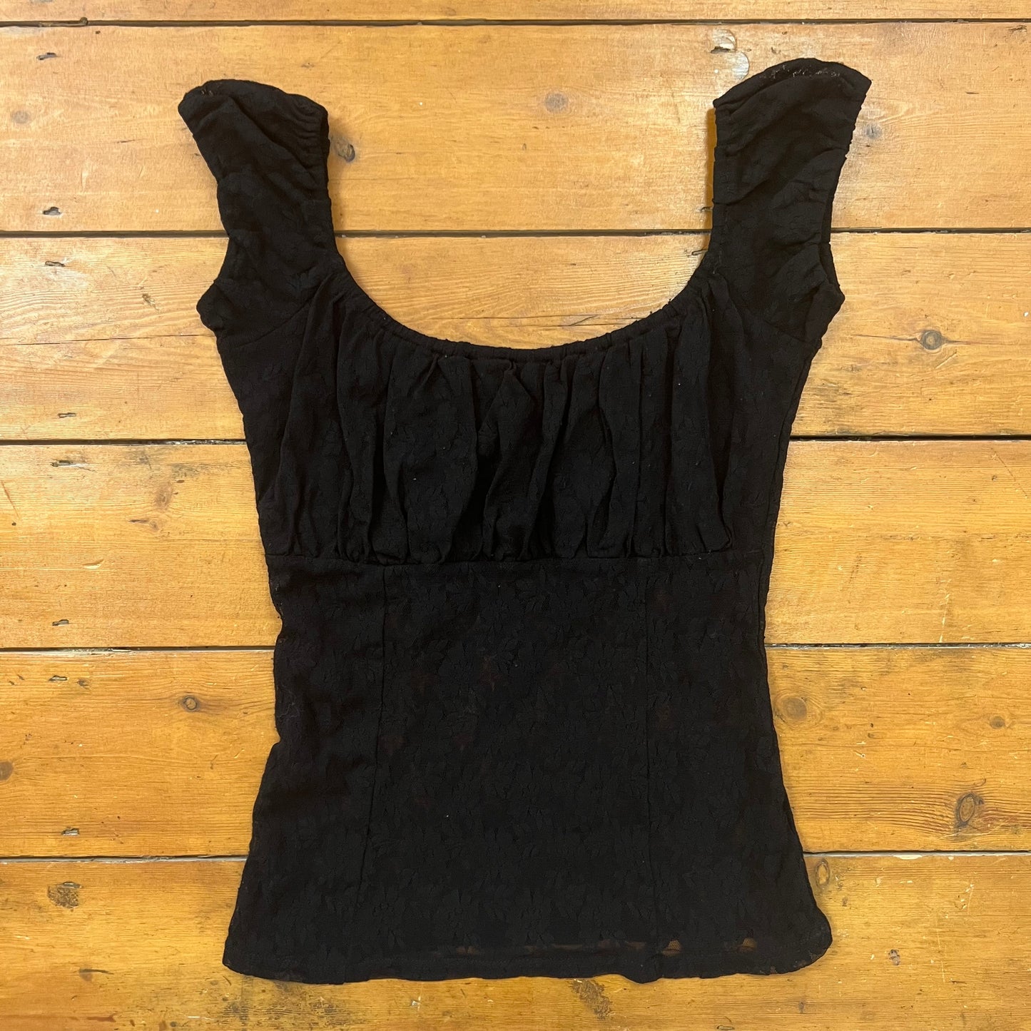 vintage 00s black lace milkmaid top