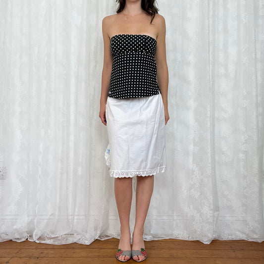 vintage 00s black and white polka dot bandeau top