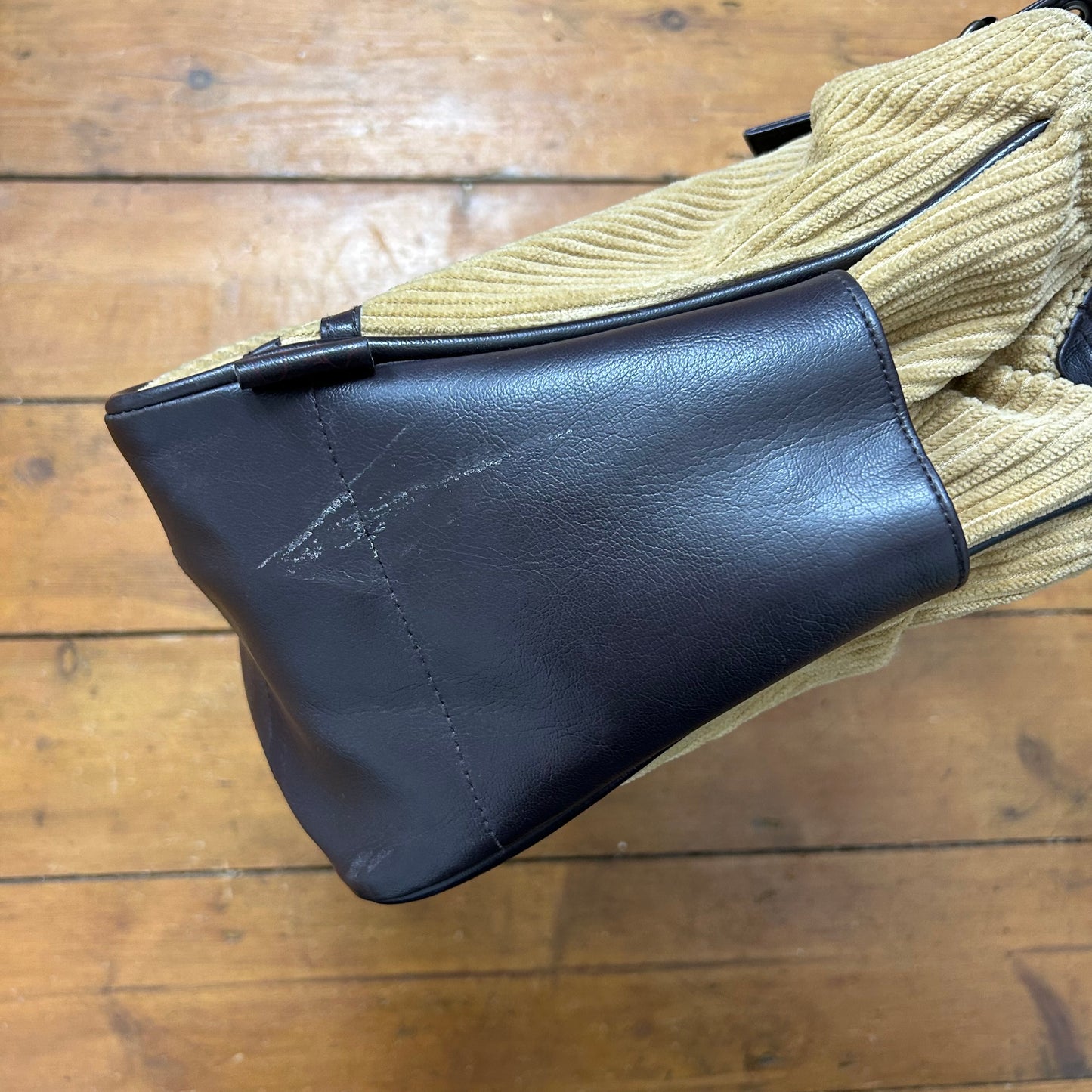 vintage 00s brown and beige cord shoulder bag