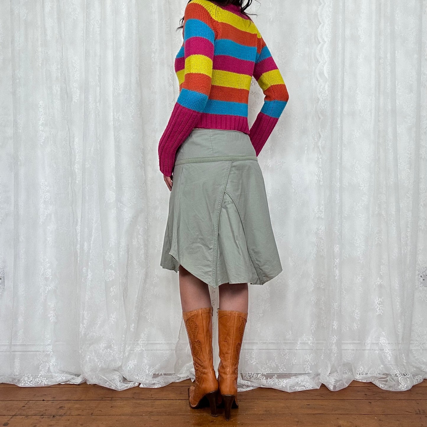 vintage 00s rainbow striped turtleneck jumper
