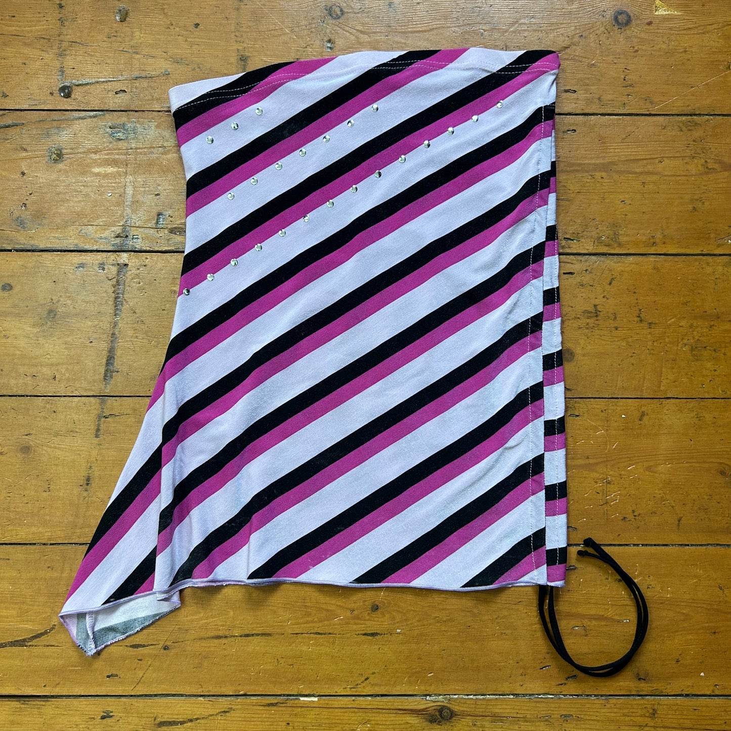 vintage 00s purple striped bandeau studded top