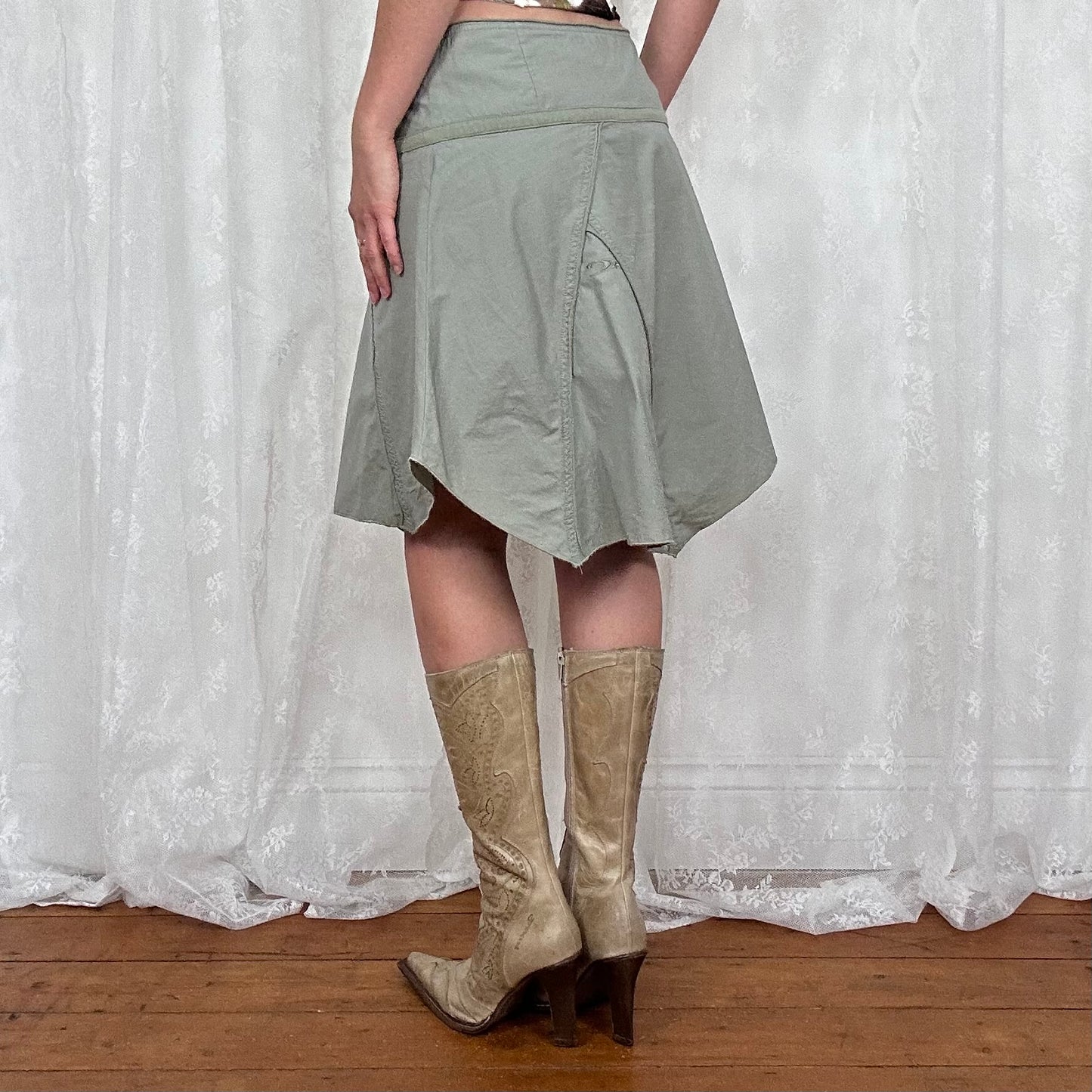 vintage 00s beige leather cutout destroy boots