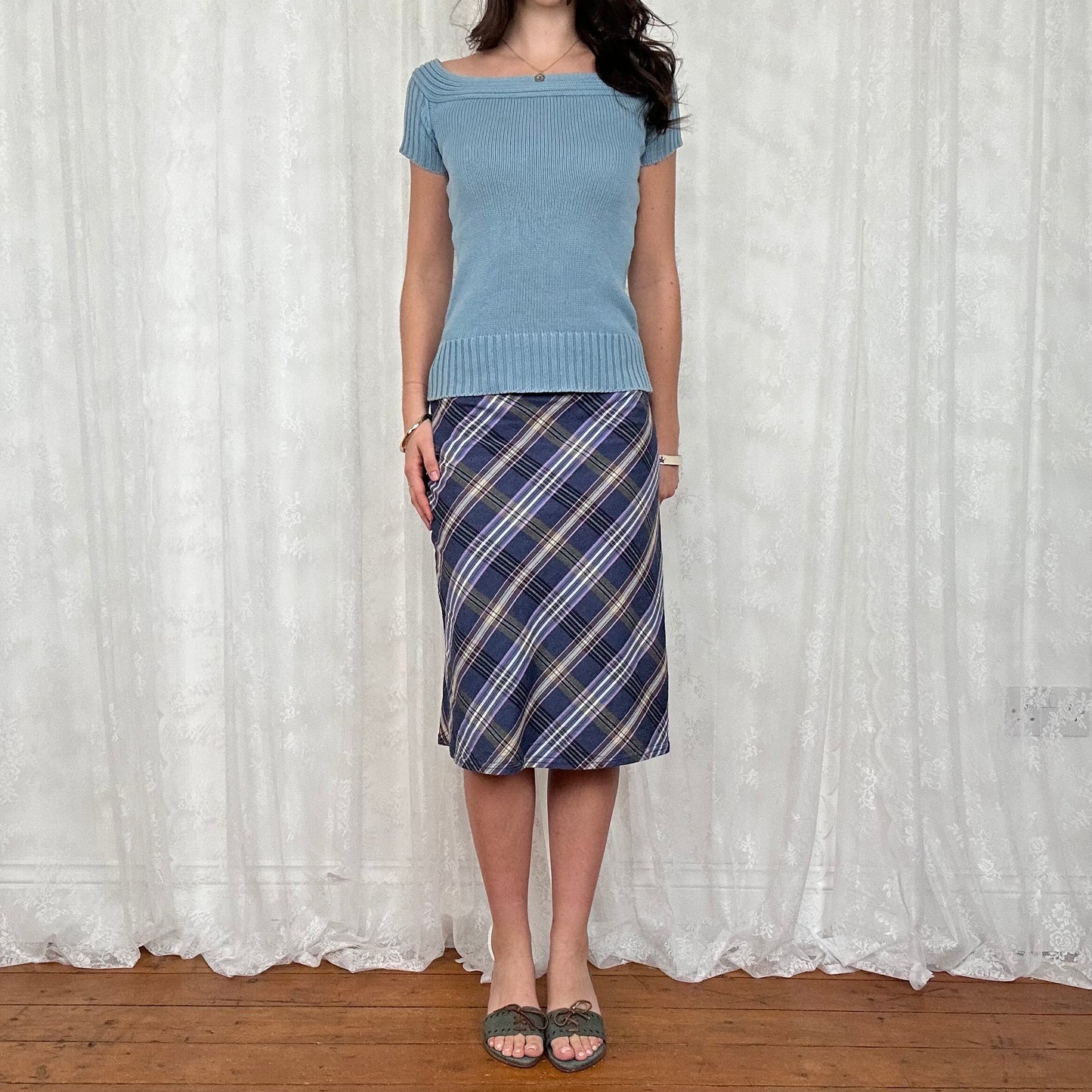 vintage 00s powder blue knitted short sleeve top