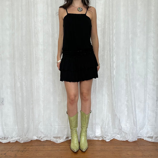 vintage 00s black mini rara dress with diamanté details