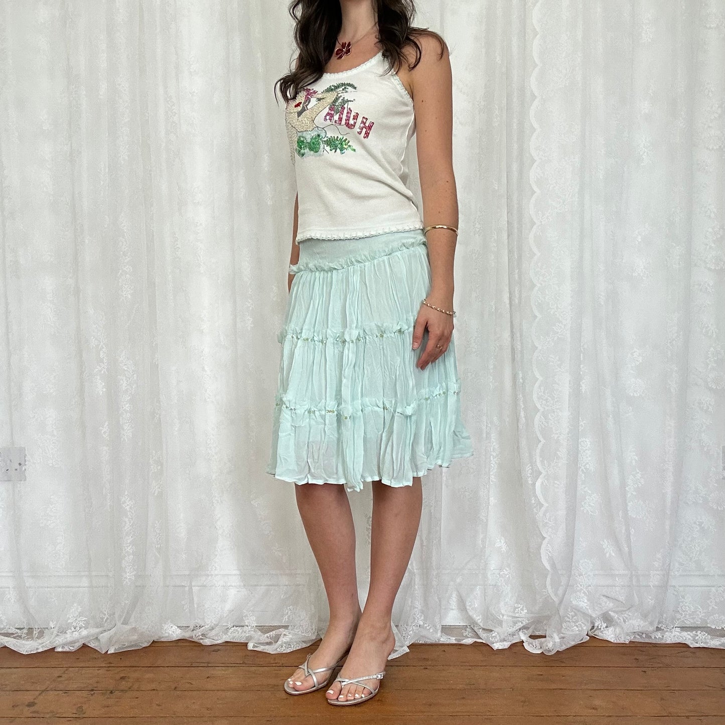 vintage 00s sequin graphic cami top