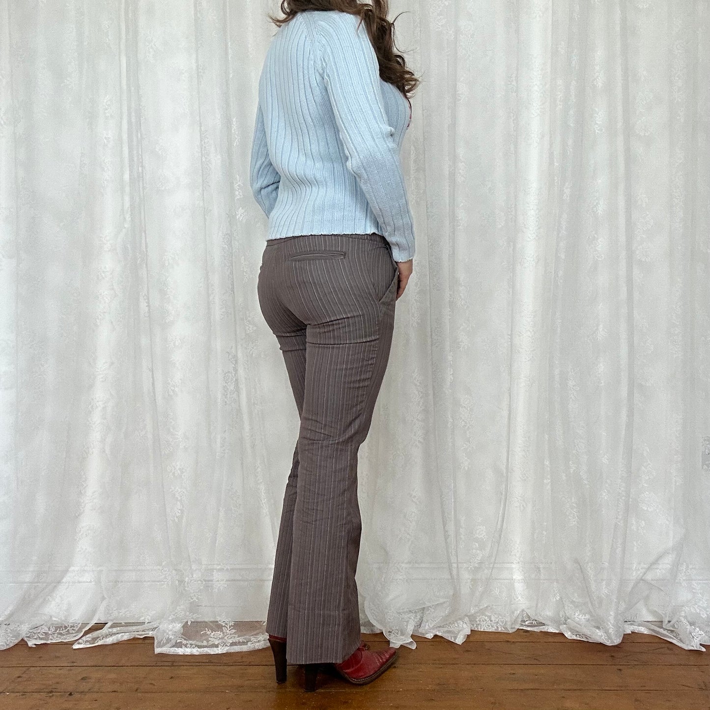 vintage 00s baby blue knitted flag jumper