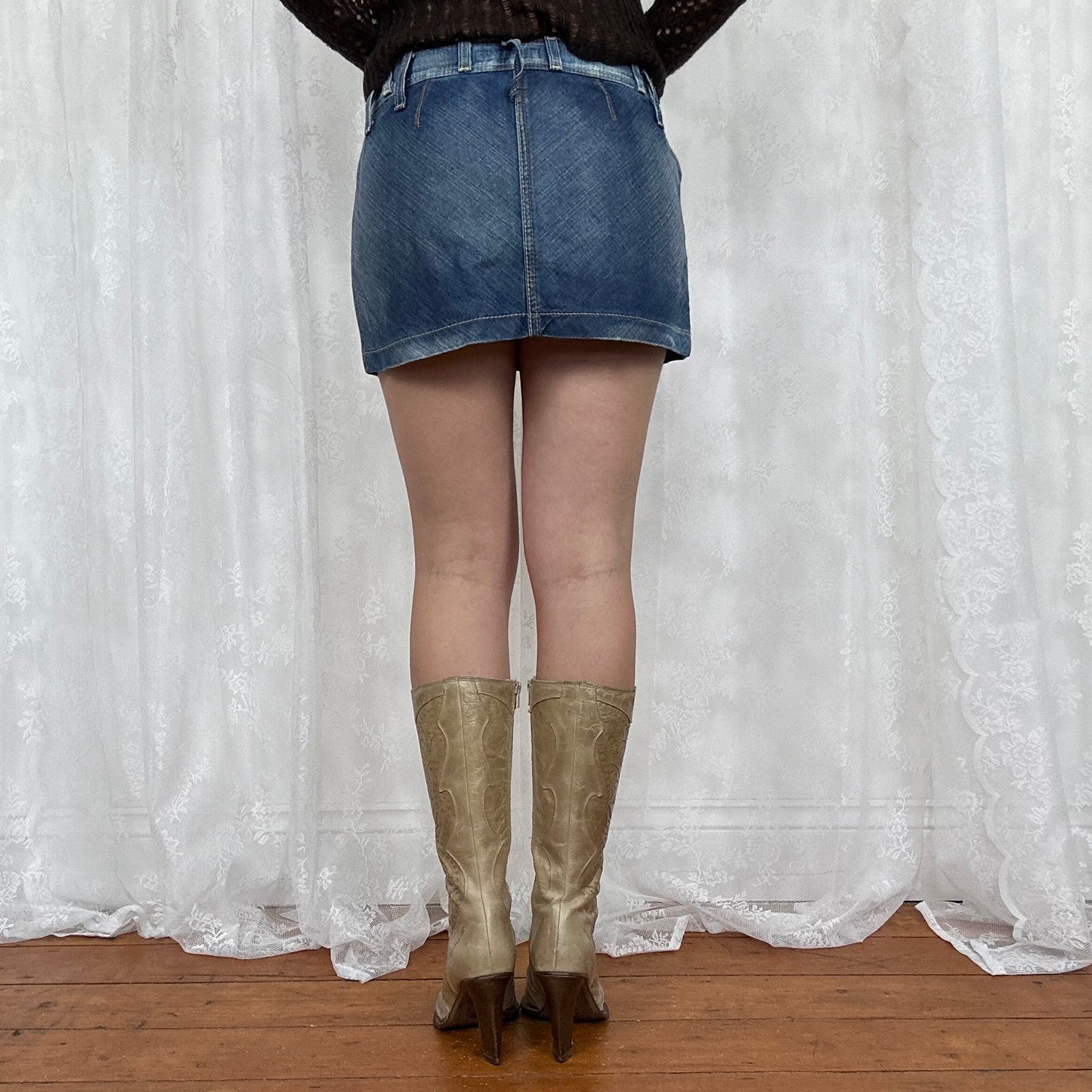 vintage 00s miss sixty denim mini skirt with belt loops