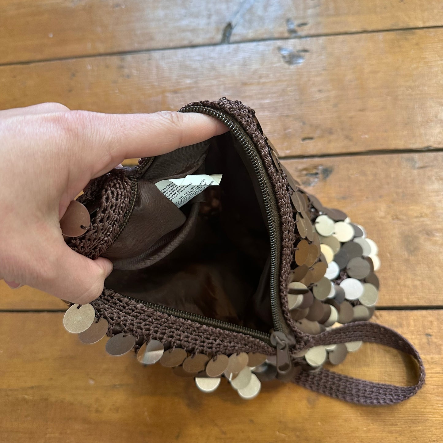 vintage 00s brown sequin mini bag