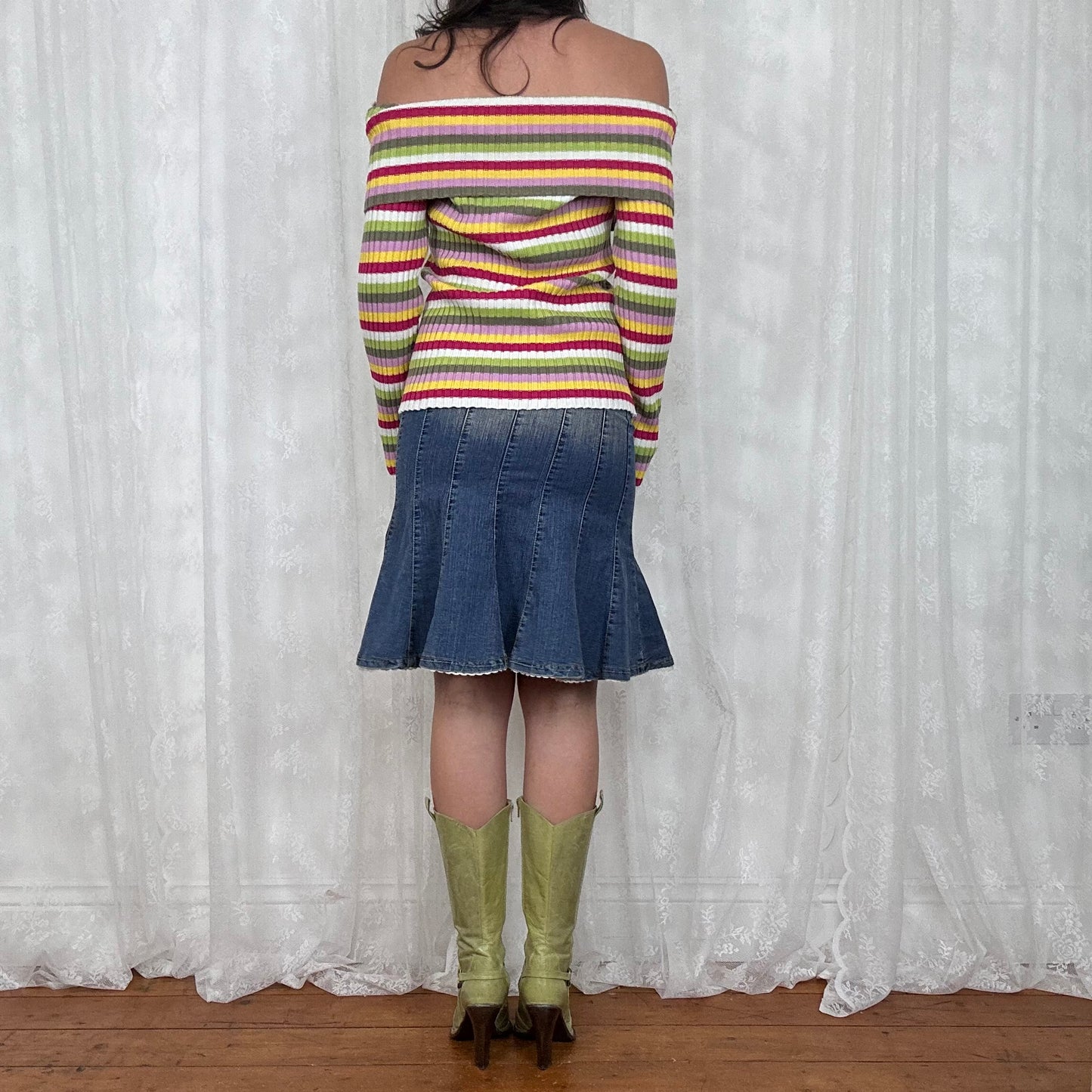 vintage 00s stripey dual zip up knitted jumper