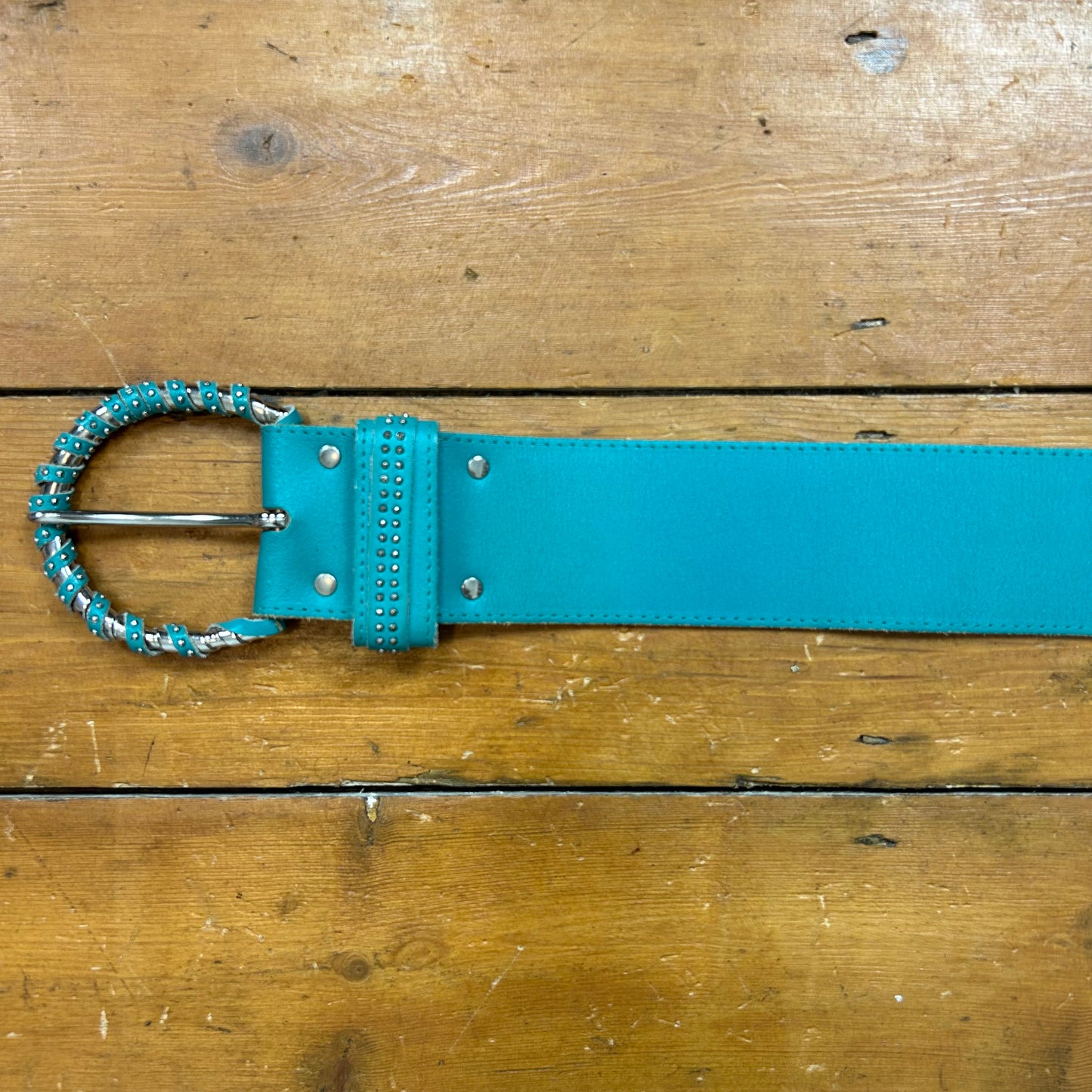 vintage 00s chunky teal blue belt