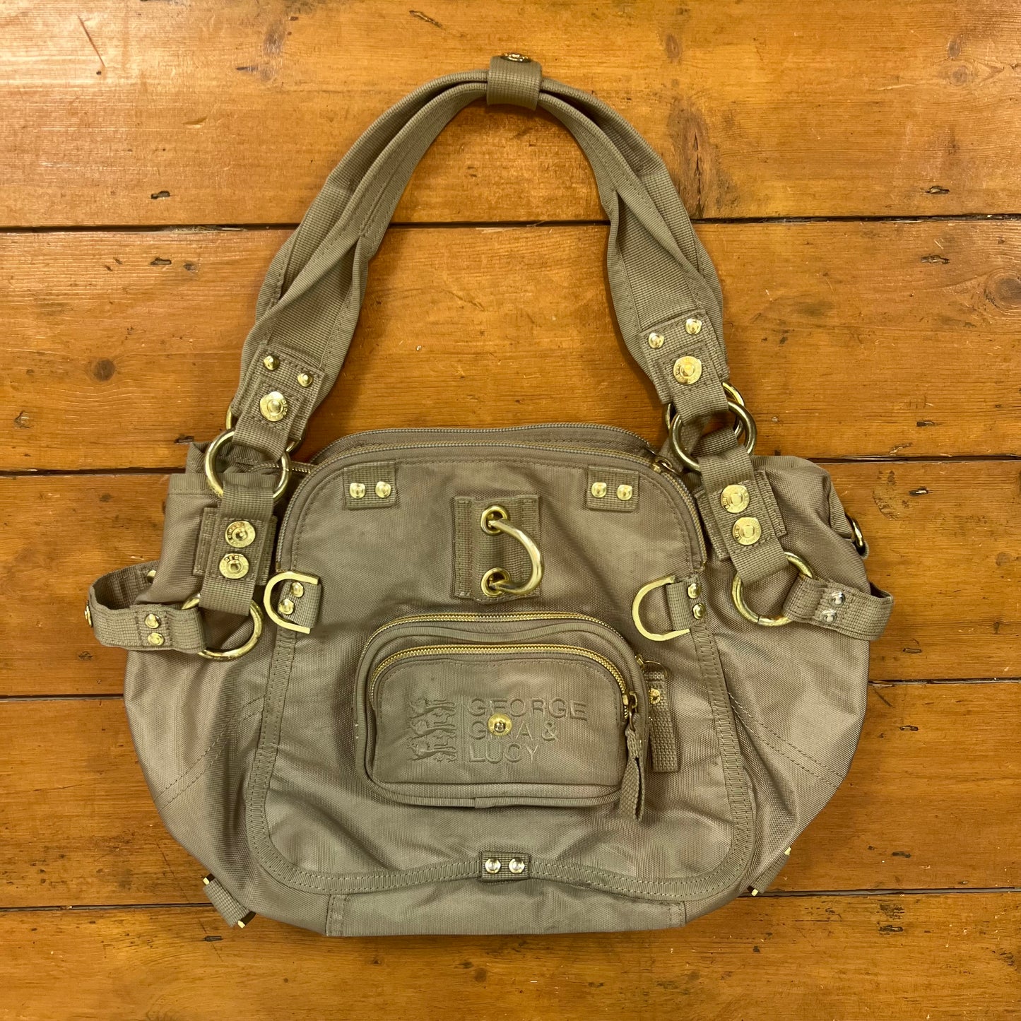 vintage 00s beige / grey george gina & lucy bag