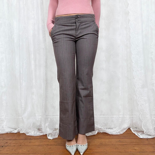 vintage 00s brown pinstripe trousers
