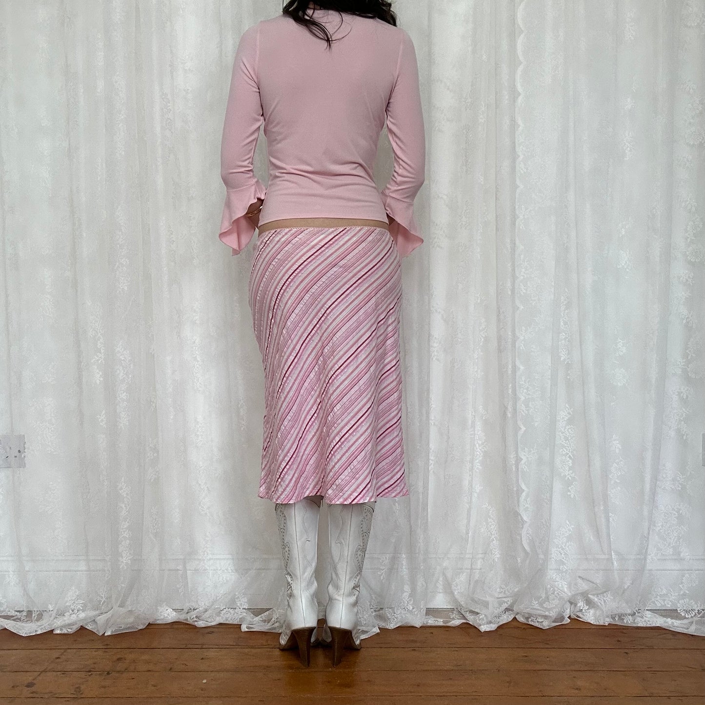 vintage 00s baby pink long sleeve top