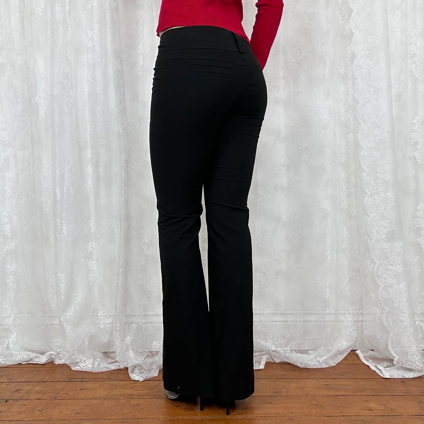 vintage 00s black low rise suit trousers