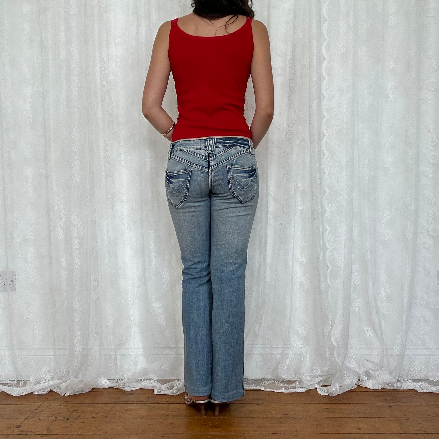 vintage 00s red sequin cami top