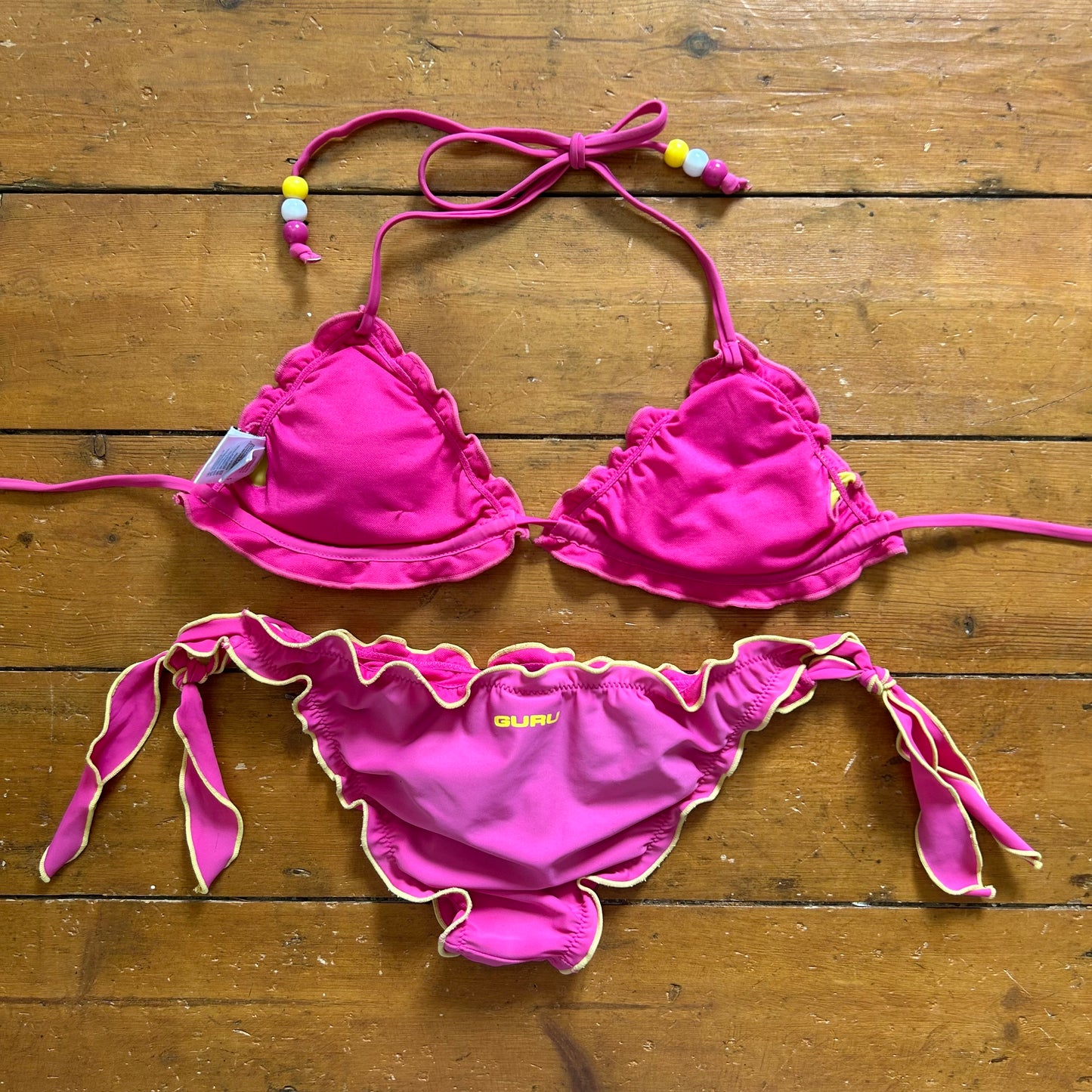 vintage 00s pink and yellow bikini