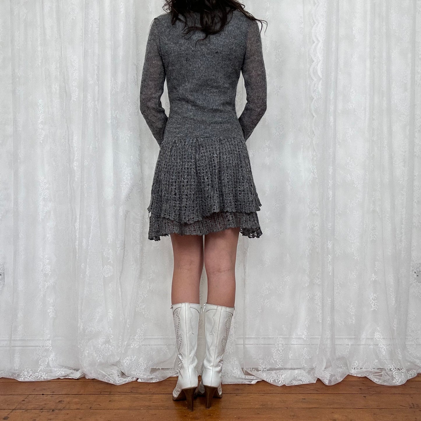 vintage 00s grey knitted mini dress
