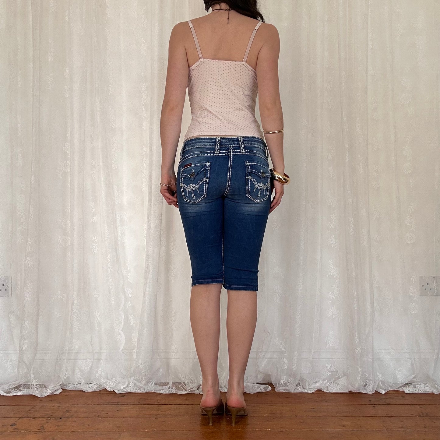 vintage 00s pink polka dot cami