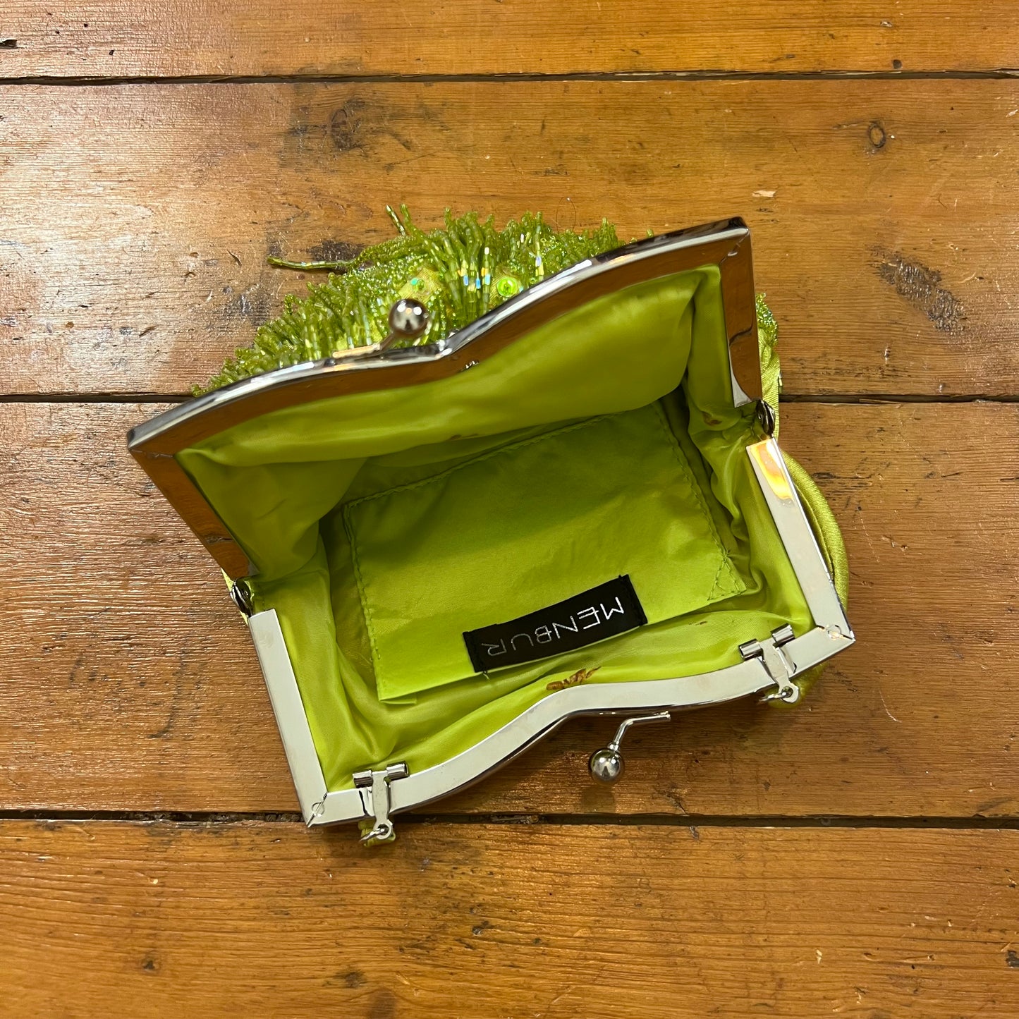 vintage 00s green sequin beaded mini handbag