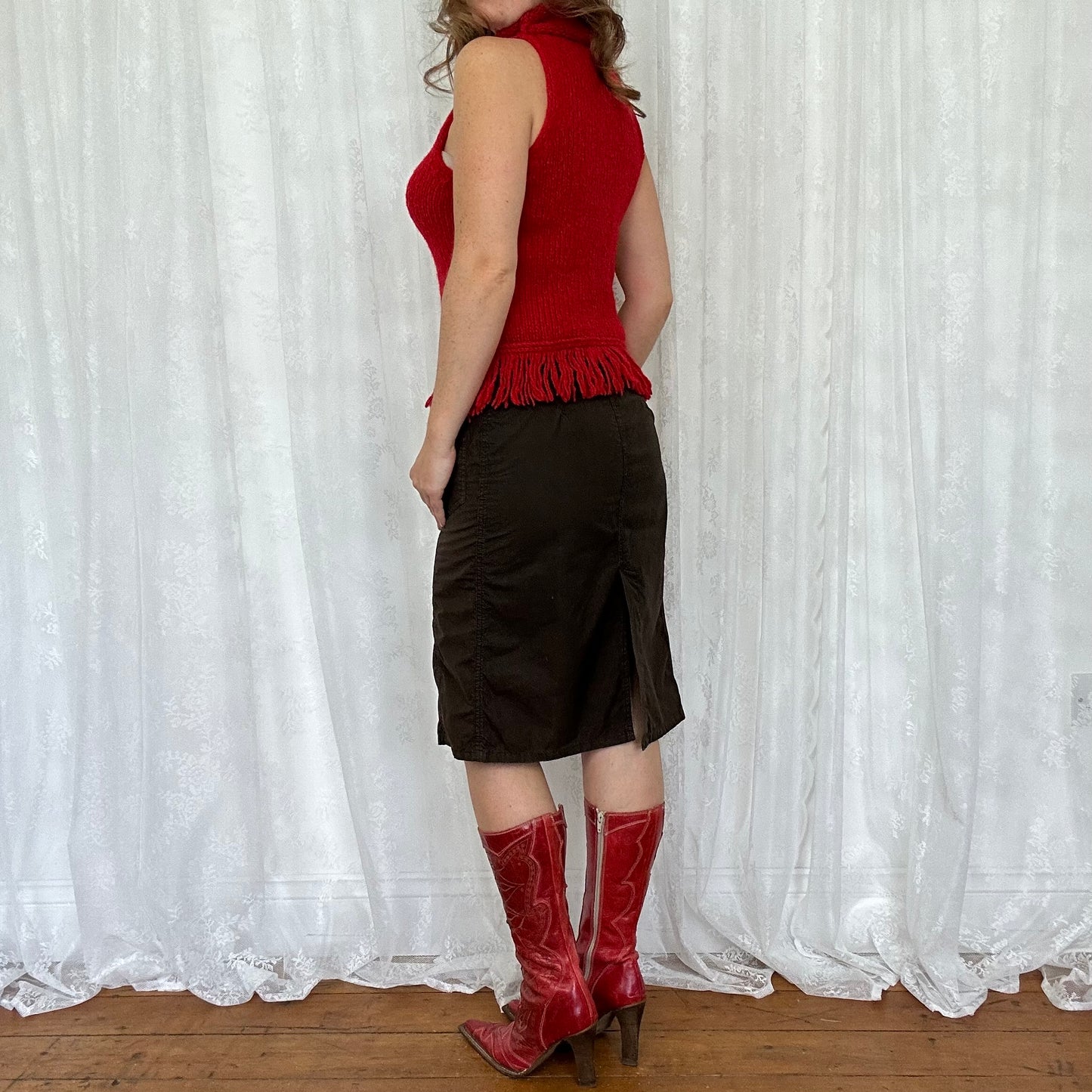 vintage 00s stripey knitted sleeveless jumper