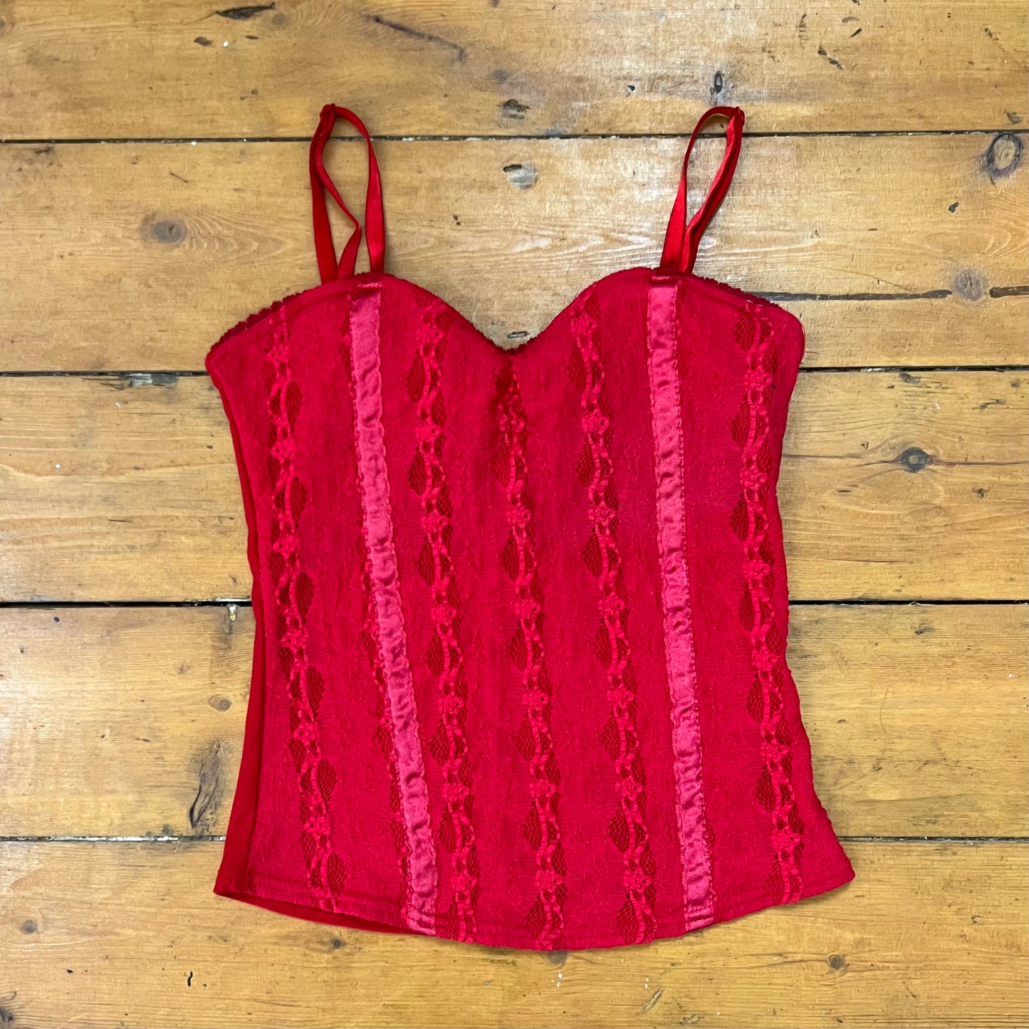 vintage 00s pimkie red lacy cami top