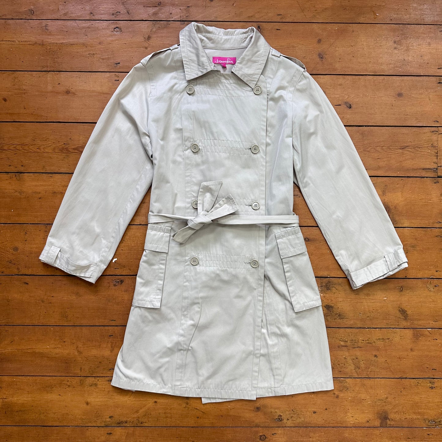 vintage 00s beige button up trench coat