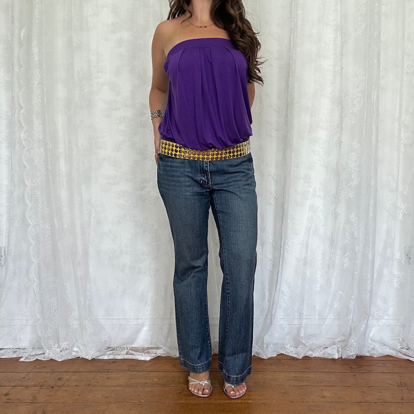 vintage 00s purple strapless top