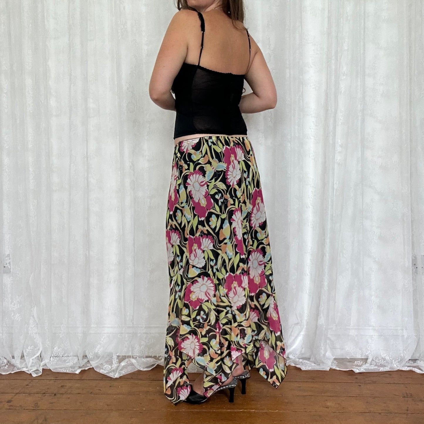 vintage 00s black ruffle corset top
