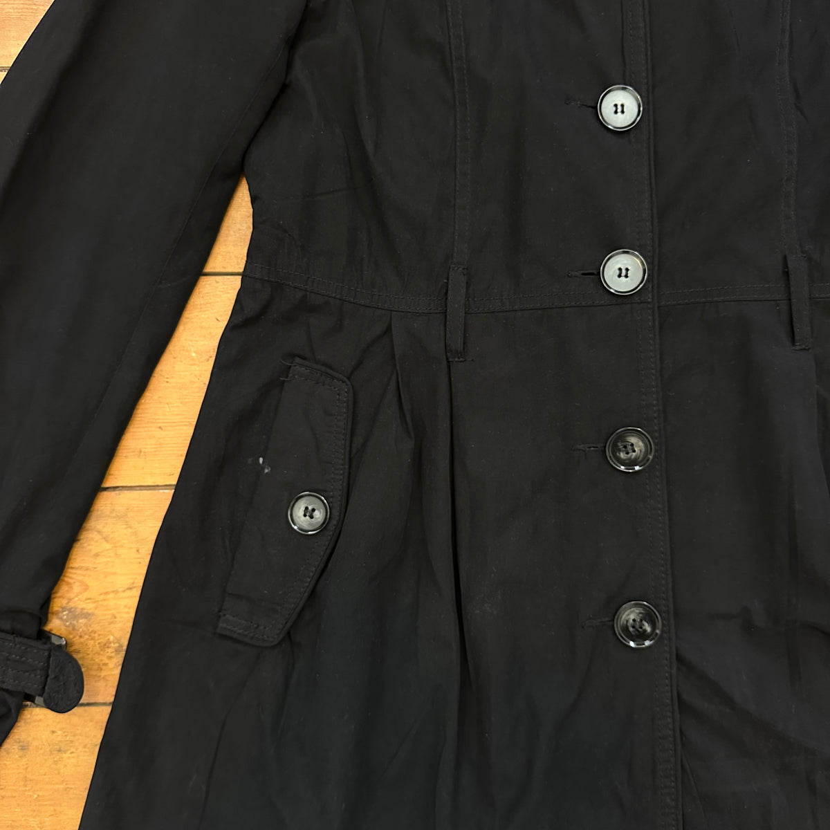 vintage 00s black button up trenchcoat