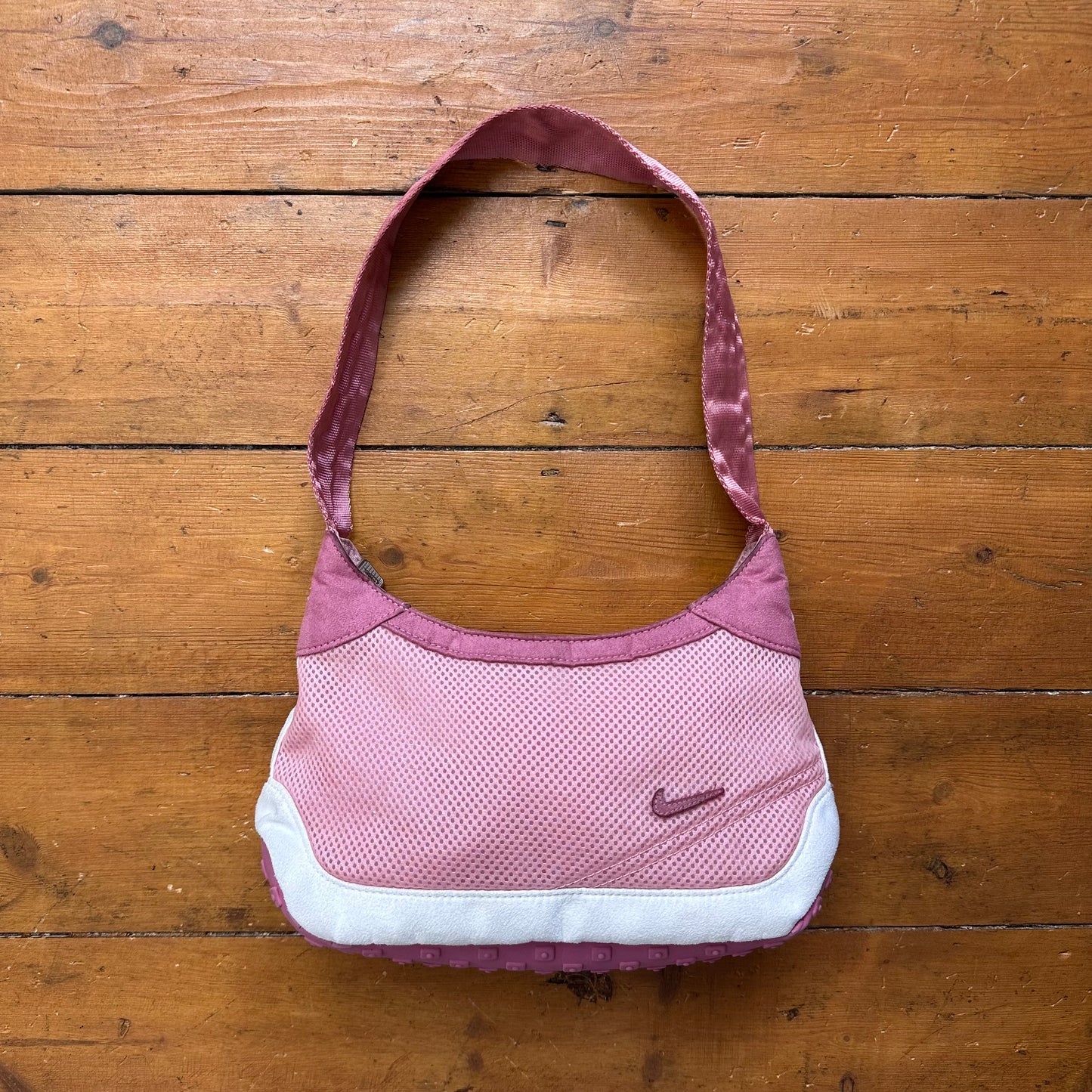 vintage 00s pink Nike mini baguette sneaker sole bag