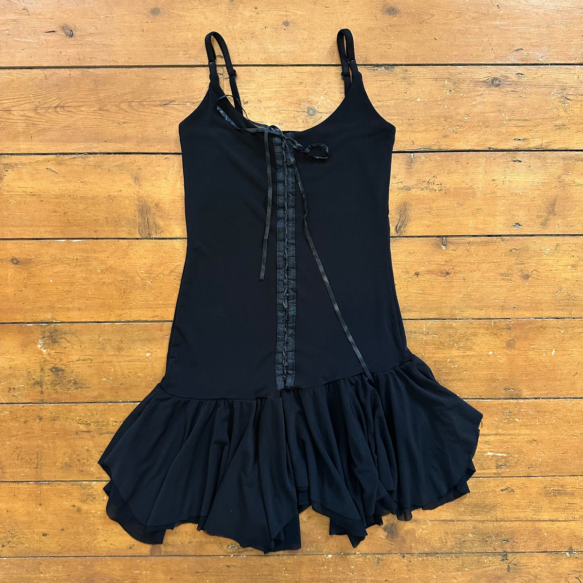 vintage 00s black lace up fairy mini dress