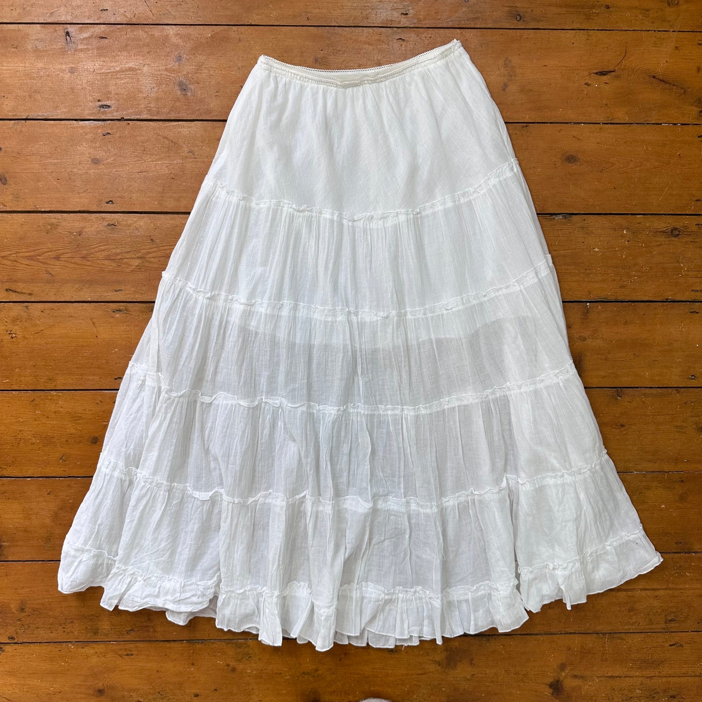 vintage 00s white tiered maxi skirt