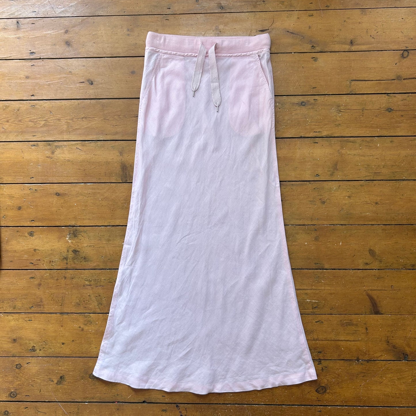 vintage 00s pink linen maxi skirt