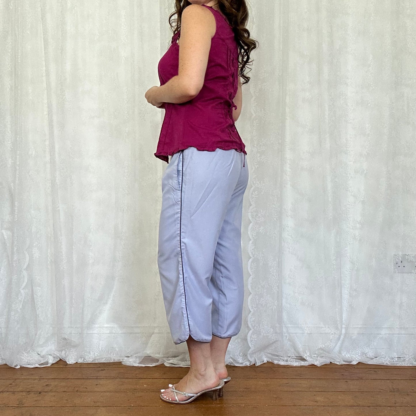 vintage 00s magenta tie back cami top