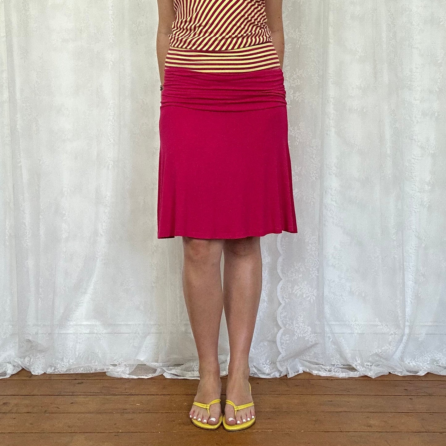 vintage 00s hot pink knee length skirt