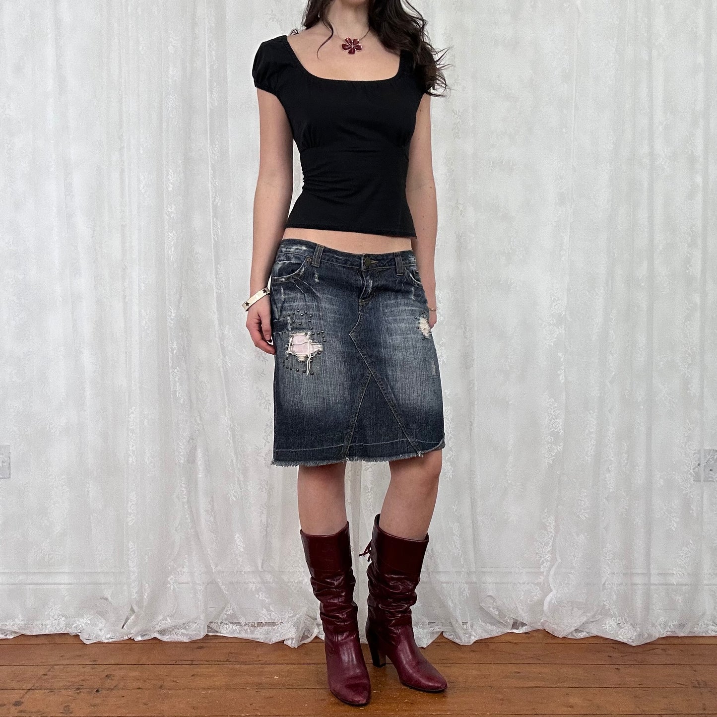 vintage 00s black pimkie milkmaid top