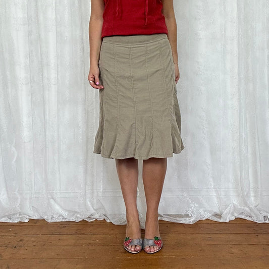 vintage 00s beige cord midi skirt