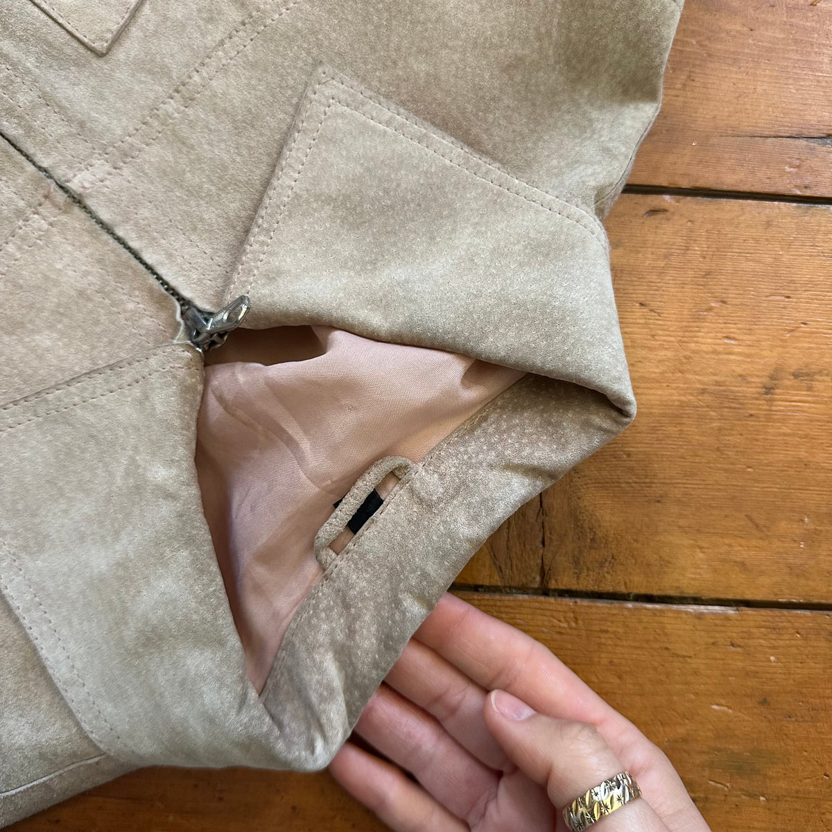 vintage 00s beige leather fitted jacket