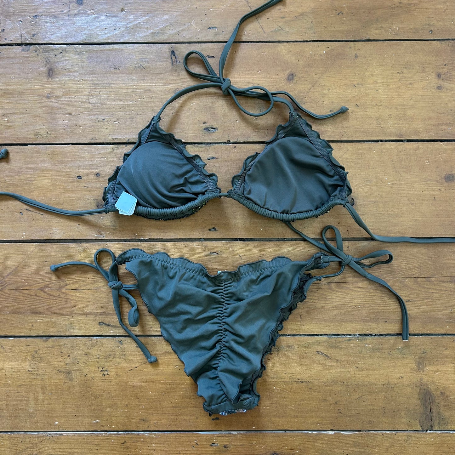 vintage 00s khaki sequin bikini
