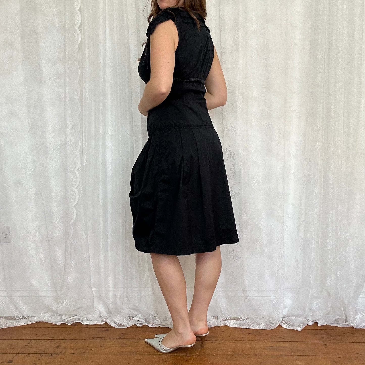 vintage 00s button up oversized collar dress
