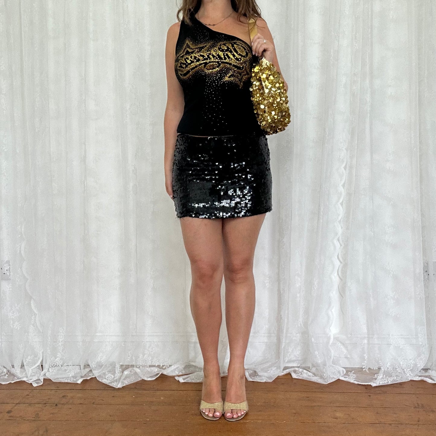 vintage 00s gold sequin bag