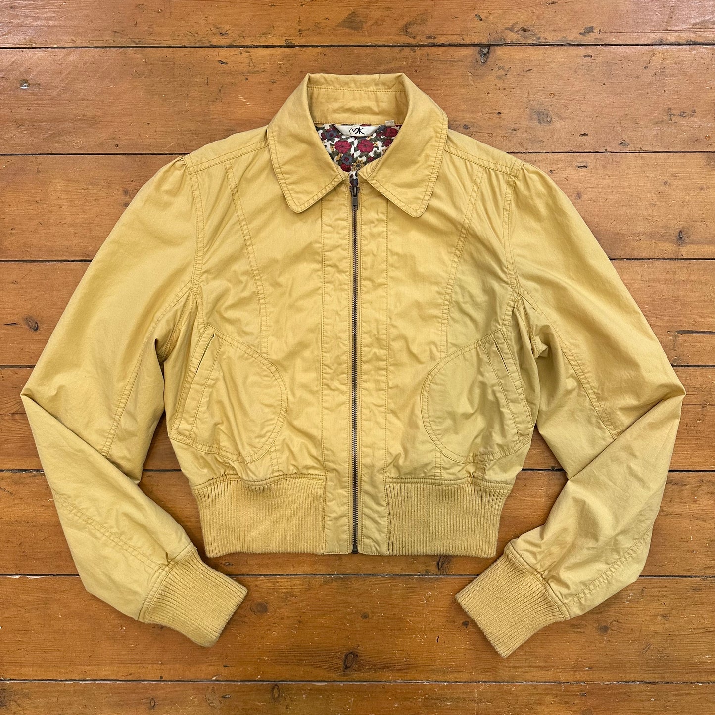 vintage 00s mustard yellow bomber jacket