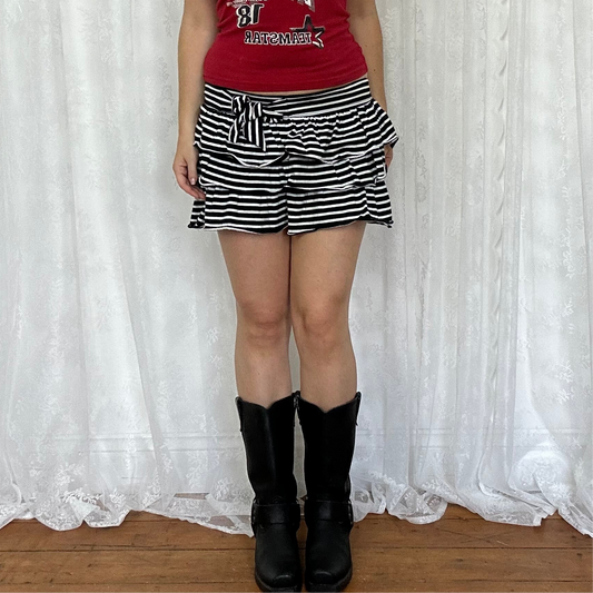 vintage 00s black stripey mini skirt